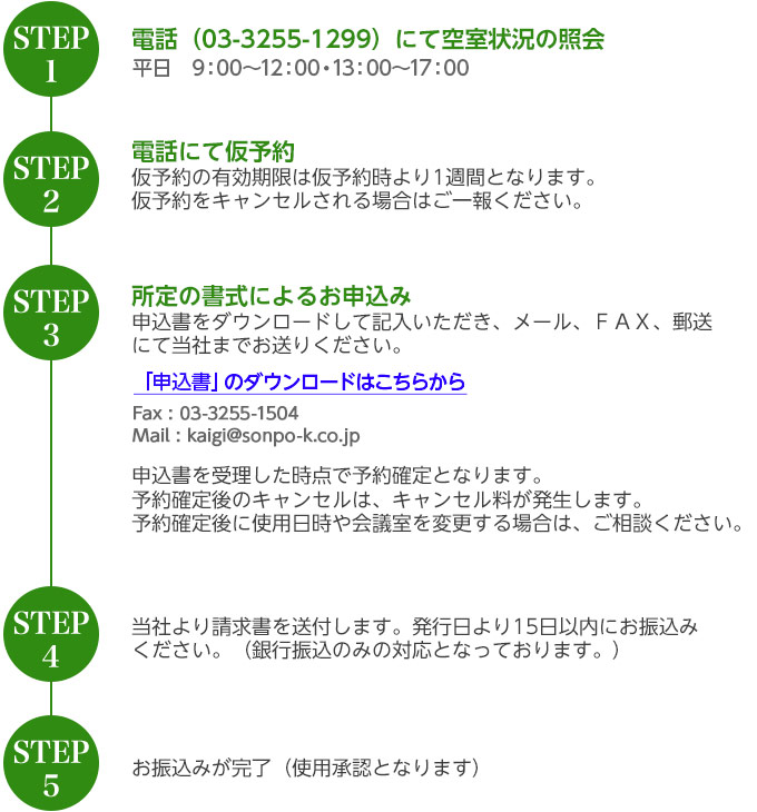 損保会館会議室申込手順